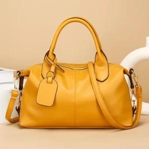 Genuine Brand Soft Leather Shoulder Bag For Women Casual Tote Bag Female Solid Color Purse Simple Design Handbag Commuting Sac